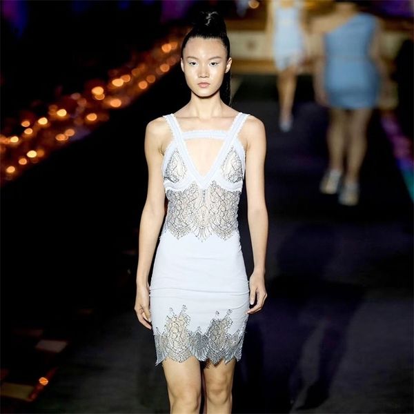 women lace stitching bandage dress v-neck sleeveless bodycon halter club evening party es 210524, Black;gray
women lace stitching bandage dress v-neck sleeveless bodycon halter club evening party es 210524, Black;gray