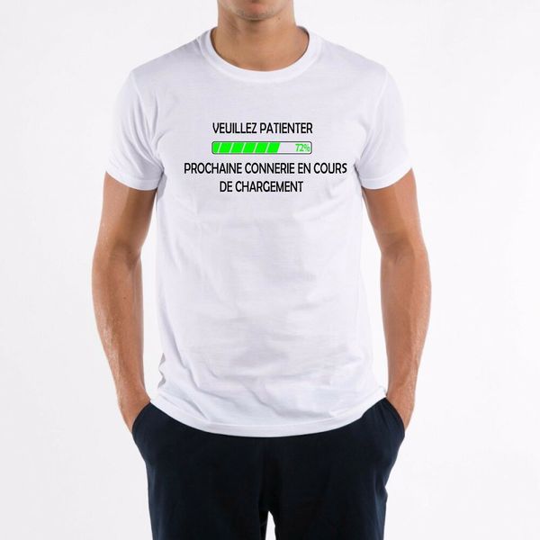 mens t-shirt please wait next horseshit being loaded, White;black