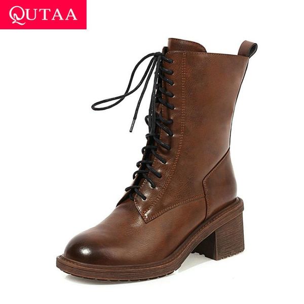 boots qutaa 2021 ankle autumn winter keep warm round toe women shoes pu leather square heel lace up zipper short size34-40, Black
boots qutaa 2021 ankle autumn winter keep warm round toe women shoes pu leather square heel lace up zipper short size34-40, Black