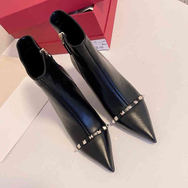 fall spring and brand genuine leather rivet ankle boots for women high heel pointed toe fashion dress shoes, Black
fall spring and brand genuine leather rivet ankle boots for women high heel pointed toe fashion dress shoes, Black