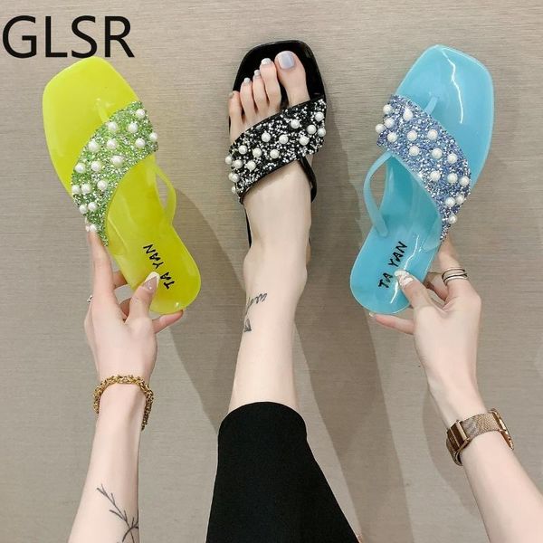 female personality fashion jelly shoes pearl sequin sandals flip flops slippers, Black
female personality fashion jelly shoes pearl sequin sandals flip flops slippers, Black