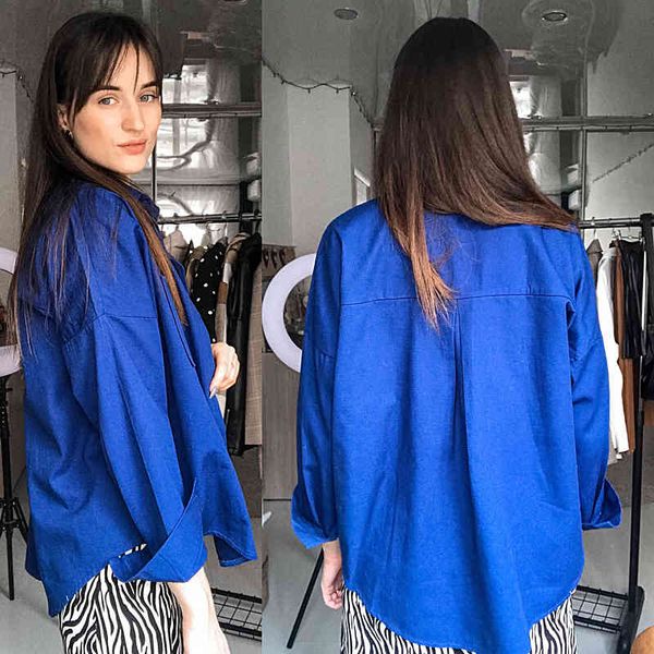 realeft 2021 new spring double pockets turn-down collar cotton womens blouse casual loose female blouse workwear shirts, White
realeft 2021 new spring double pockets turn-down collar cotton womens blouse casual loose female blouse workwear shirts, White