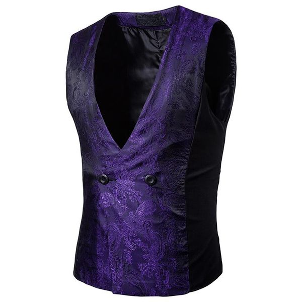 men's vests spring and autumn mens suit vest wedding party men purple red black waistcoat 2021, Black;white
men's vests spring and autumn mens suit vest wedding party men purple red black waistcoat 2021, Black;white