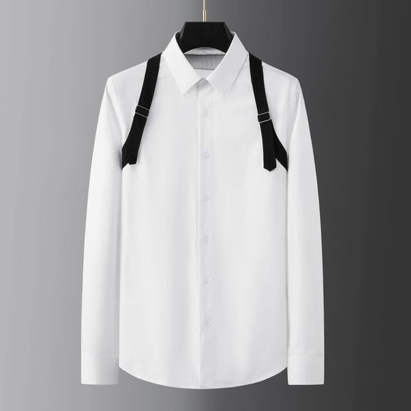 men's casual shirts personalized webbing stitching shirt long sleeve dres slim streetwear social party tuxedo blouse, White;black
men's casual shirts personalized webbing stitching shirt long sleeve dres slim streetwear social party tuxedo blouse, White;black