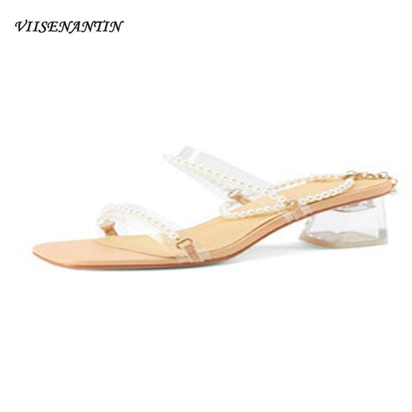 sandals transparent belt with pearl and slippers women's crystal mid-heel non-slip rubber tendon sole ankle, Black
sandals transparent belt with pearl and slippers women's crystal mid-heel non-slip rubber tendon sole ankle, Black