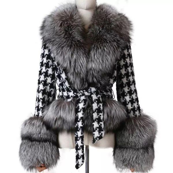 women's fur & faux winter houndstooth fluffy collar imitation coat female korean temperament short cashmere wool blends woman jacket, Black
women's fur & faux winter houndstooth fluffy collar imitation coat female korean temperament short cashmere wool blends woman jacket, Black