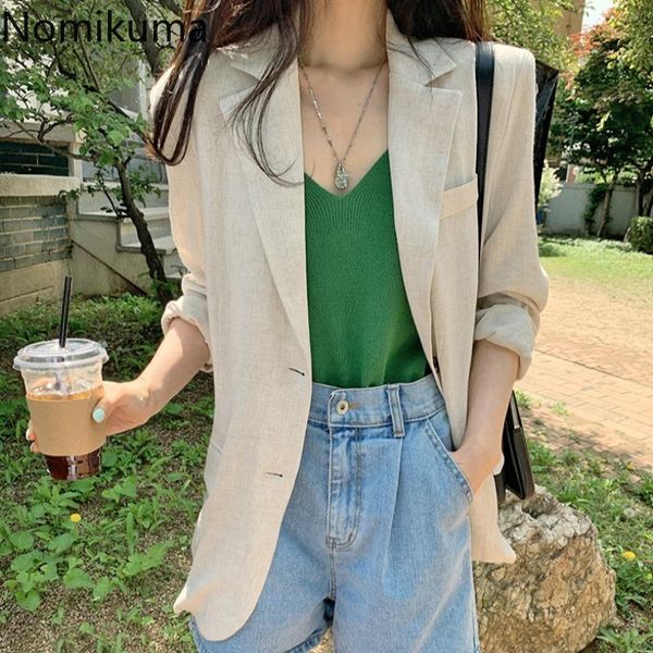 women's suits & blazers nomikuma korean chic blazer women solid color notched collar long sleeve jackets female single breasted loose, White;black
women's suits & blazers nomikuma korean chic blazer women solid color notched collar long sleeve jackets female single breasted loose, White;black