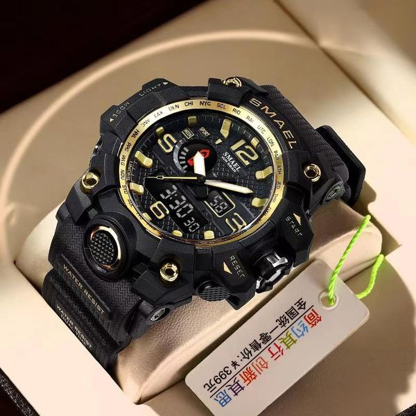 wristwatches smael men sports watches waterproof luminous digital watch dual display analog led electronic quartz clock, Slivery;brown
wristwatches smael men sports watches waterproof luminous digital watch dual display analog led electronic quartz clock, Slivery;brown