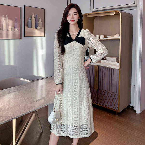 woman casual dresses 2022 gentle wind bubble sleeve bow at large princs skirt with slim waist lace dresses, Black;gray
woman casual dresses 2022 gentle wind bubble sleeve bow at large princs skirt with slim waist lace dresses, Black;gray