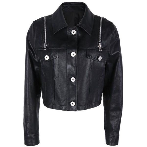 women's leather & faux yoloagain 2021 ladies black jacket short single breasted real coat women
women's leather & faux yoloagain 2021 ladies black jacket short single breasted real coat women