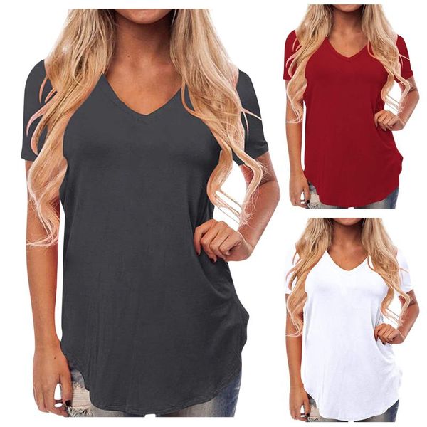 women's t-shirt summer large size short sleeve 2021 fashion casual solid color loose swallow tail v-neck t shirt plus, White
women's t-shirt summer large size short sleeve 2021 fashion casual solid color loose swallow tail v-neck t shirt plus, White