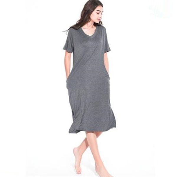 2021 summer black dress women o-neck knee-length short sleeve solid side cut casual modal cotton home dresses size s l xl, Black;gray
2021 summer black dress women o-neck knee-length short sleeve solid side cut casual modal cotton home dresses size s l xl, Black;gray