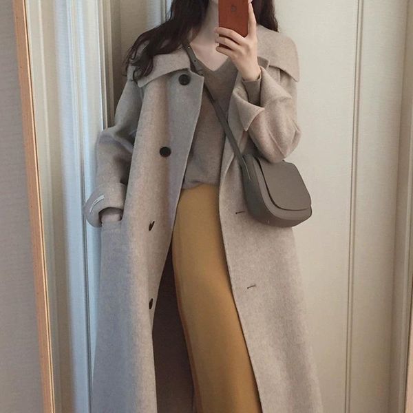 women's wool & blends autumn women elegant coat blend female solid color long sleeve outerwear ladies mid-length woolen shoulder overco, Black
women's wool & blends autumn women elegant coat blend female solid color long sleeve outerwear ladies mid-length woolen shoulder overco, Black
