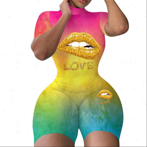 womens jumpsuit tie dyeing print rompers lips turtleneck bodycon summer short sleeve shorts pants, Black;white
womens jumpsuit tie dyeing print rompers lips turtleneck bodycon summer short sleeve shorts pants, Black;white