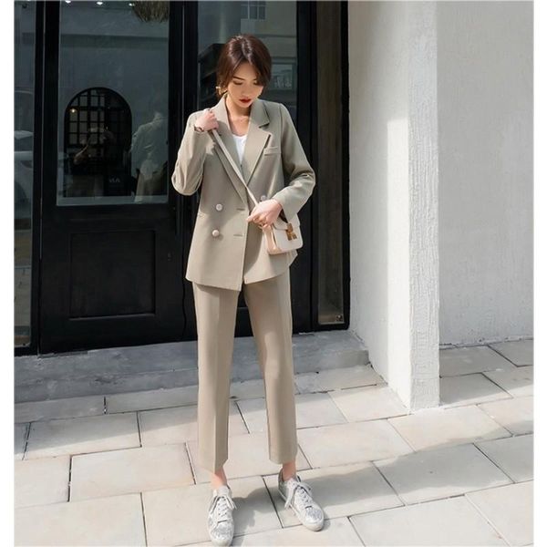 two piece dress 2021 autumn winter office wear vintage double breasted pant suit notched blazer jacket & casual work, White
two piece dress 2021 autumn winter office wear vintage double breasted pant suit notched blazer jacket & casual work, White