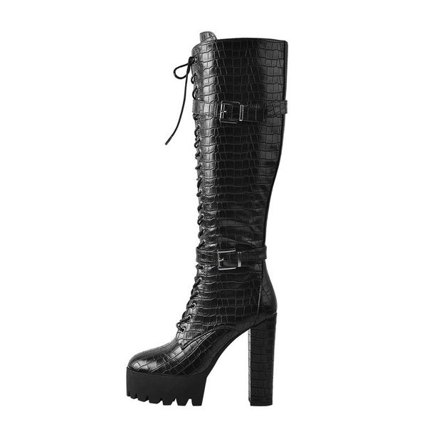 onlymaker women winter platform front lace-up chunky heel stretch knee high boot stone print side zip cool woman shoes big size boots, Black
onlymaker women winter platform front lace-up chunky heel stretch knee high boot stone print side zip cool woman shoes big size boots, Black