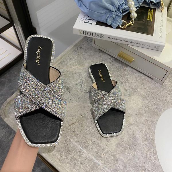 slippers women summer glitter slides female shoes low square toe fashion jelly 2021 flat luxury hoof heels fabric rubber basic p, Black
slippers women summer glitter slides female shoes low square toe fashion jelly 2021 flat luxury hoof heels fabric rubber basic p, Black