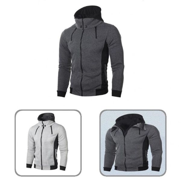 men's sweaters autumn hoodie coat all match double zippers fake two-piece hooded spring for home, White;black
men's sweaters autumn hoodie coat all match double zippers fake two-piece hooded spring for home, White;black