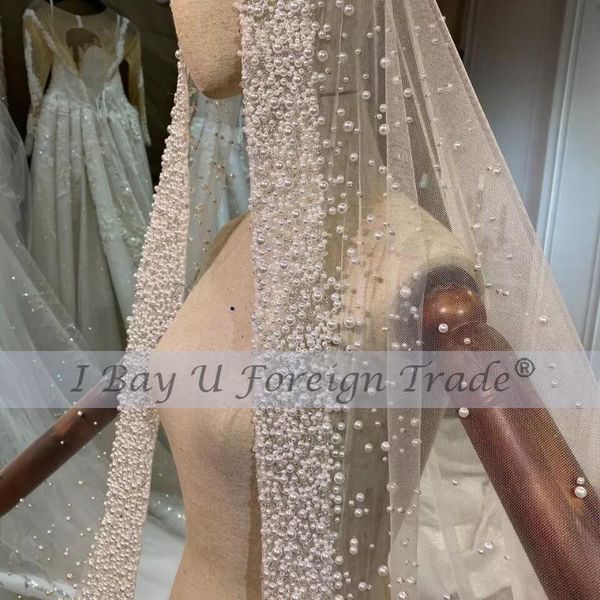 bridal veils sparkle cathedral white ivory long veil with comb one layer luxury train wedding pearls velos de noiva, Black
bridal veils sparkle cathedral white ivory long veil with comb one layer luxury train wedding pearls velos de noiva, Black