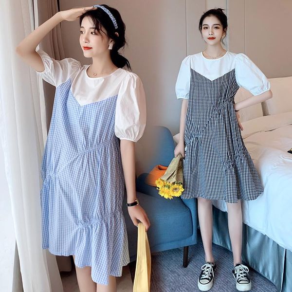 maternity dresses pregnant women's summer fake 2 pieces dress o neck short sleeves knee-length korean loose patchwork women, White
maternity dresses pregnant women's summer fake 2 pieces dress o neck short sleeves knee-length korean loose patchwork women, White