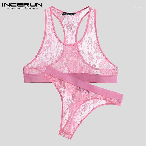 men's sleepwear men lace pajamas sets homewear mesh see through sleeveless tank & brief two pieces 2021 underwear suits incerun, Black;brown
men's sleepwear men lace pajamas sets homewear mesh see through sleeveless tank & brief two pieces 2021 underwear suits incerun, Black;brown