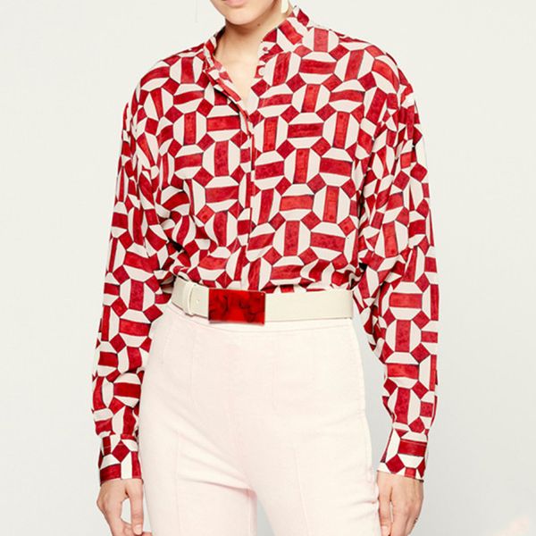 suit 2021 early spring women silk blouse lady long sleeve single-breasted office wear geometric pattern print shirt and, White;black
suit 2021 early spring women silk blouse lady long sleeve single-breasted office wear geometric pattern print shirt and, White;black