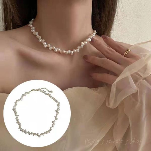 chokers french retro natural pearl necklace temperament simple irregular shaped freshwater beads accessories ladies baroque jewelry, Golden;silver
chokers french retro natural pearl necklace temperament simple irregular shaped freshwater beads accessories ladies baroque jewelry, Golden;silver