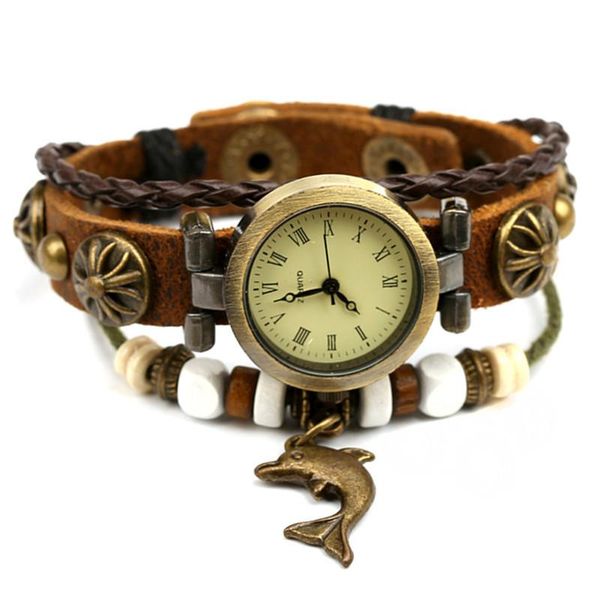 wristwatches bracelet watch leather vintage men's and women's decorative dolphin pendant, Slivery;brown
wristwatches bracelet watch leather vintage men's and women's decorative dolphin pendant, Slivery;brown