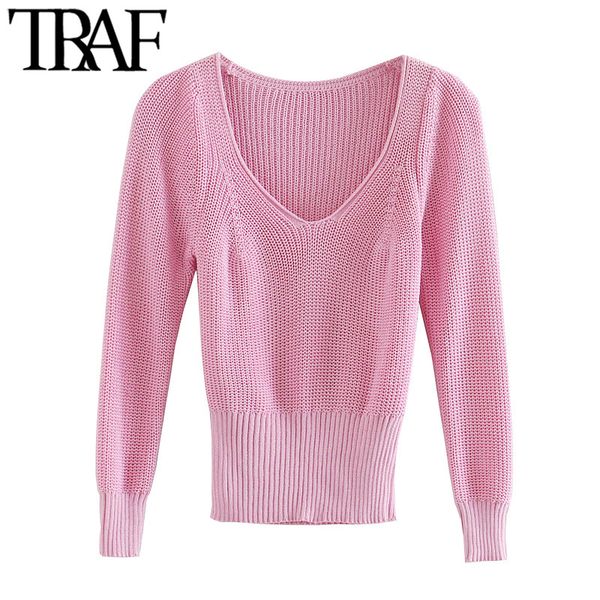 traf women fashion ribbed trims cropped knitted sweater vintage v neck three quarter sleeve female pullovers chic 210415, White;black
traf women fashion ribbed trims cropped knitted sweater vintage v neck three quarter sleeve female pullovers chic 210415, White;black