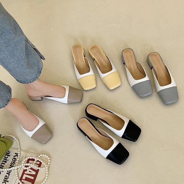 slippers 2021 fashion design summer women square toe slip on mules shoes mid heels vintage black leather outdoor casual sandals
slippers 2021 fashion design summer women square toe slip on mules shoes mid heels vintage black leather outdoor casual sandals
