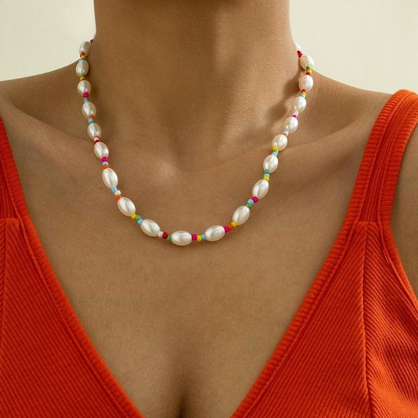 chains colorful rice beads women necklaces handmade beaded necklace woman jewelry pendant weave gold color trendy korean alloy collares, Silver
chains colorful rice beads women necklaces handmade beaded necklace woman jewelry pendant weave gold color trendy korean alloy collares, Silver
