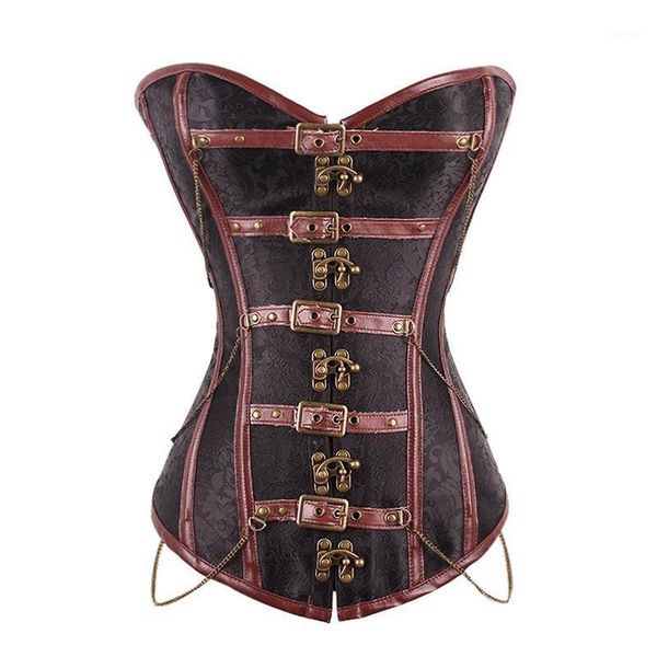 brown gothic corset woman steampunk clothes faux leather buckle belts and chains lace up back bustiers & corsets, Black;white
brown gothic corset woman steampunk clothes faux leather buckle belts and chains lace up back bustiers & corsets, Black;white