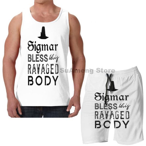 men's tracksuits summer funny print men tank women sigmar bless this ravaged body beach shorts sets fitness vest, Gray
men's tracksuits summer funny print men tank women sigmar bless this ravaged body beach shorts sets fitness vest, Gray