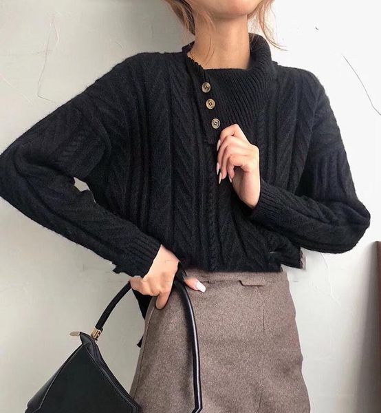 women's sweaters fashion winter black turtleneck sweater women korean knitted pullover vintage oversize autumn ladies outerwear 2021, White;black
women's sweaters fashion winter black turtleneck sweater women korean knitted pullover vintage oversize autumn ladies outerwear 2021, White;black