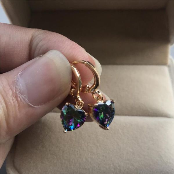 hoop & huggie female romantic love heart earrings cute rainbow crystal jewelry rose gold silver color wedding for women, Golden;silver
hoop & huggie female romantic love heart earrings cute rainbow crystal jewelry rose gold silver color wedding for women, Golden;silver