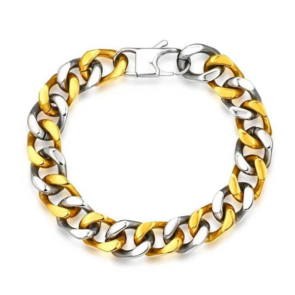link, chain street fashion brand hip-hop style titanium steel men's bracelet domineering room gold braided jewelry, Black
link, chain street fashion brand hip-hop style titanium steel men's bracelet domineering room gold braided jewelry, Black