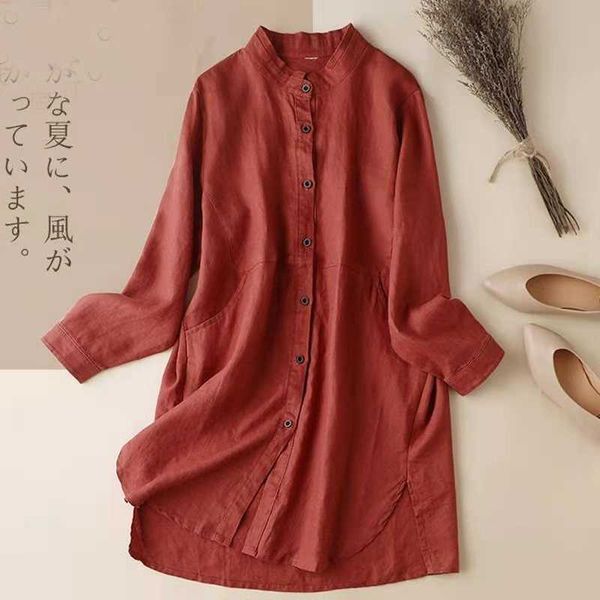 arrival spring/autumn women loose casual long sleeve stand collar blouse single breasted cotton linen long shirts w214 210608, White
arrival spring/autumn women loose casual long sleeve stand collar blouse single breasted cotton linen long shirts w214 210608, White