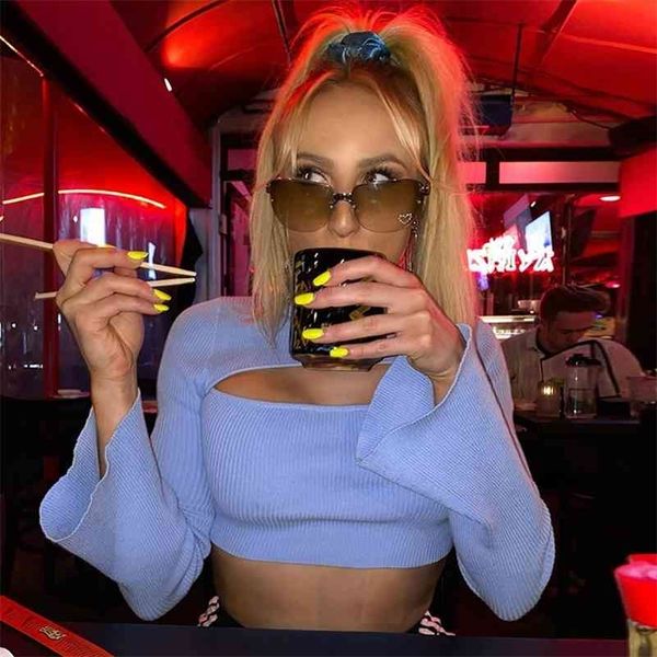 blue hole cropped shirt flare sleeve hight neck cut out fashion autumn elastic slim women knitted tee shirt 210518, White
blue hole cropped shirt flare sleeve hight neck cut out fashion autumn elastic slim women knitted tee shirt 210518, White