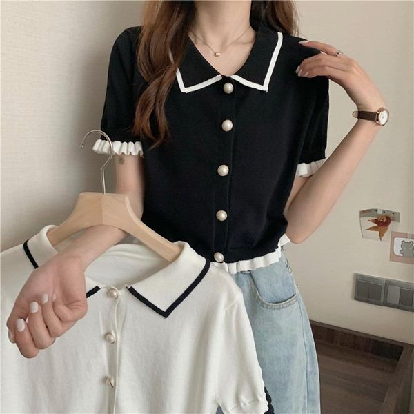 women's knits & tees korean style chic crop knitted cardigan women vintage turn-down collar contrast white black short sleeve thin swea
women's knits & tees korean style chic crop knitted cardigan women vintage turn-down collar contrast white black short sleeve thin swea