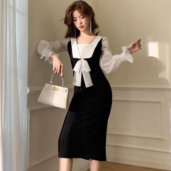 casual dresses s-xl plus size women long sleeve midi black ladies dress summer 2021 contrast flare office work lady, Black;gray
casual dresses s-xl plus size women long sleeve midi black ladies dress summer 2021 contrast flare office work lady, Black;gray