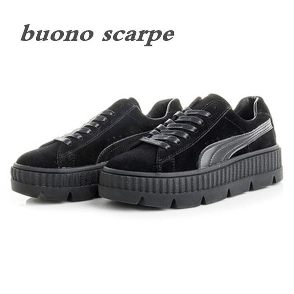 dress shoes 2021 spring leather sneakers women casual thick-soled, Black