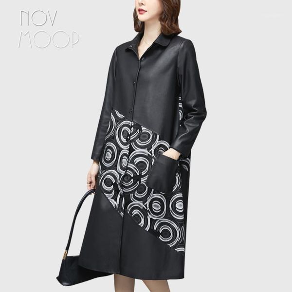 novmoop genuine leather women coat korean style printed sheepskin oversize formal elegant veste de cuir lt3488 women's & faux, Black
novmoop genuine leather women coat korean style printed sheepskin oversize formal elegant veste de cuir lt3488 women's & faux, Black