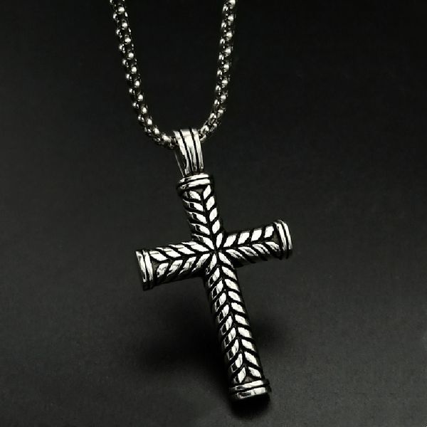 fashion design necklace pendant luxury jewelry men's stainless steel cross casting smeared with oil oblique stripe titanium, Silver
fashion design necklace pendant luxury jewelry men's stainless steel cross casting smeared with oil oblique stripe titanium, Silver