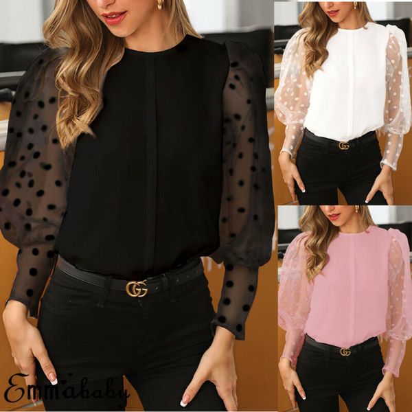 women mesh sheer vintage polka dot printed sleeve baggy see-through blouse shirts o-neck lace puff sleeve casual female x0521, White
women mesh sheer vintage polka dot printed sleeve baggy see-through blouse shirts o-neck lace puff sleeve casual female x0521, White