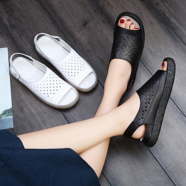 women's flat sandals 2021 summer genuine leather handmade ladies shoe women flats retro style mother shoes, Black
women's flat sandals 2021 summer genuine leather handmade ladies shoe women flats retro style mother shoes, Black