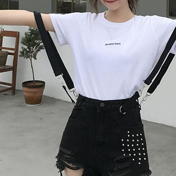 women shorts ripped jeans overalls summer fashion streetwear casual gothic black denim suspender mini blue vintage, White;black
women shorts ripped jeans overalls summer fashion streetwear casual gothic black denim suspender mini blue vintage, White;black