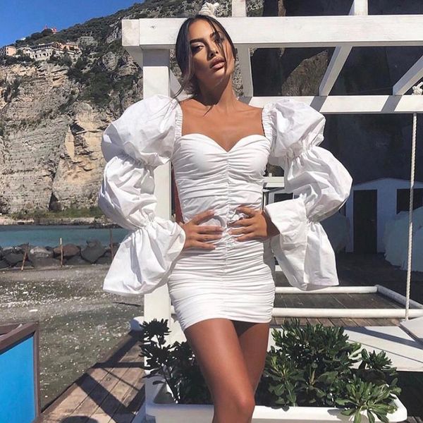 casual dresses party fashion dress for women puff full sleeve square collar bodycon ruched slim club high street vestidos, Black;gray
casual dresses party fashion dress for women puff full sleeve square collar bodycon ruched slim club high street vestidos, Black;gray