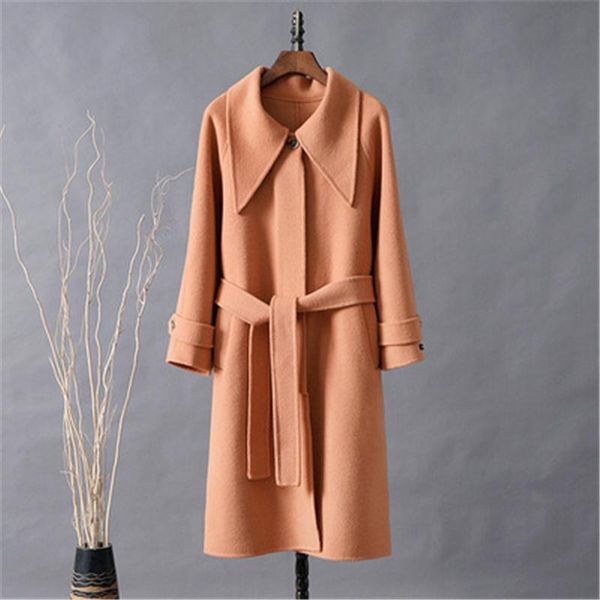 women's wool & blends winter fashion mid-length style lapel long-sleeved solid color double-sided coat temperament female trendy h380, Black
women's wool & blends winter fashion mid-length style lapel long-sleeved solid color double-sided coat temperament female trendy h380, Black