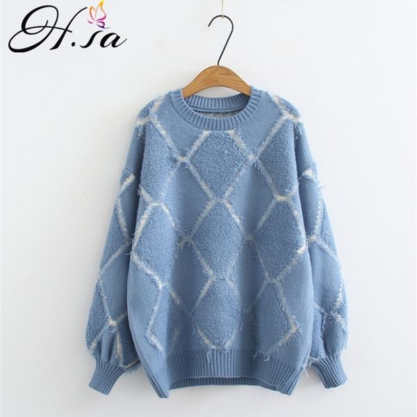 h.sa women oversized pull femme oneck argyle sweater and pullovers winter chic jumpers christmas clothes 210417, White;black
h.sa women oversized pull femme oneck argyle sweater and pullovers winter chic jumpers christmas clothes 210417, White;black