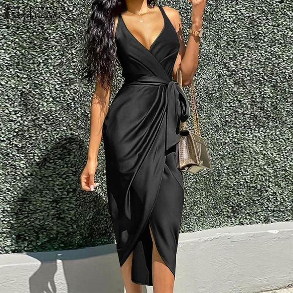 casual dresses deep v neck party sundress 2021 zanzea women summer solid straps satin midi dress elegant lace up vestidos sarafans, Black;gray
casual dresses deep v neck party sundress 2021 zanzea women summer solid straps satin midi dress elegant lace up vestidos sarafans, Black;gray